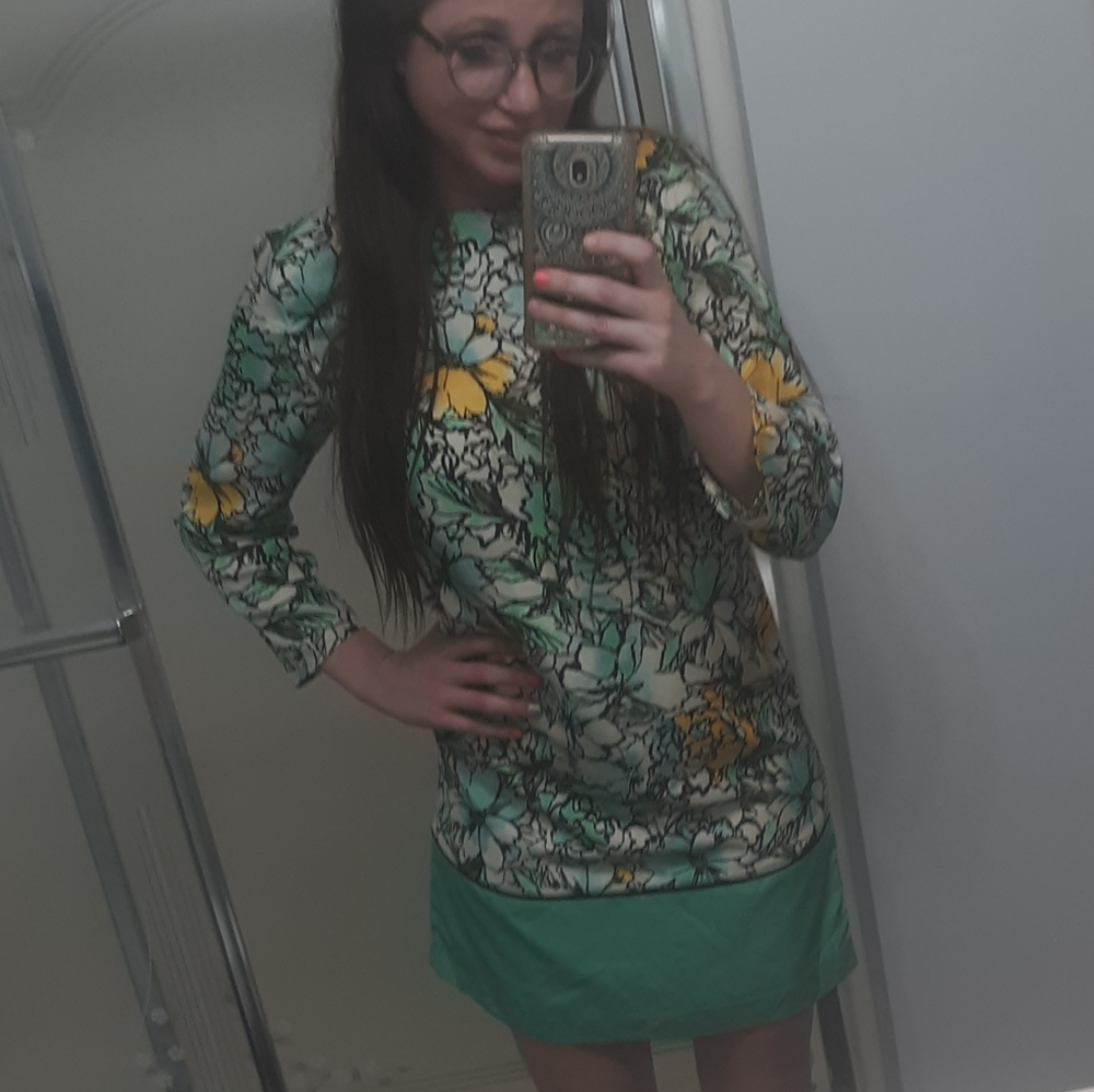 The Limited Mint and Yellow Floral Dress